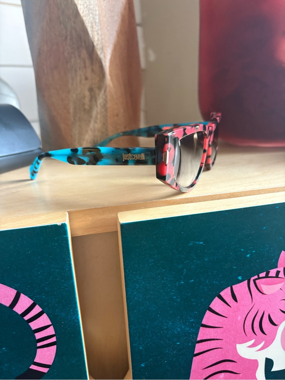 Just Cavalli Blue & Pink Patterned Square Sunglasses